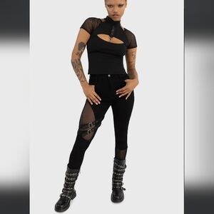 Killstar Black Skinny Jeans with Mesh Detail
